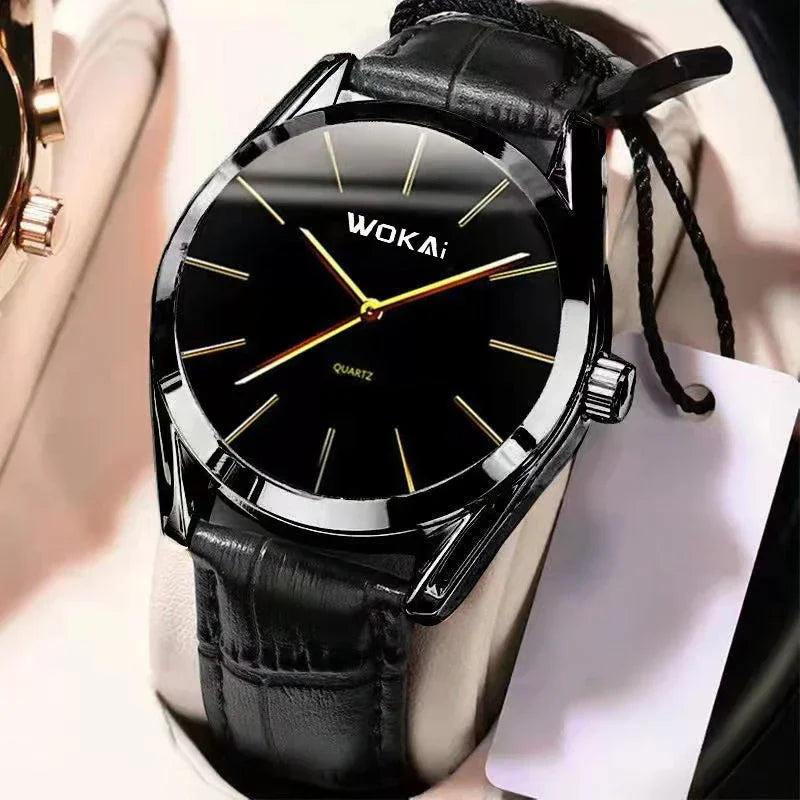Montre Homme Quartz Business MOONBIFFY — Bracelet Cuir, Cadran Minimaliste, Style Luxe, 4 Coloris