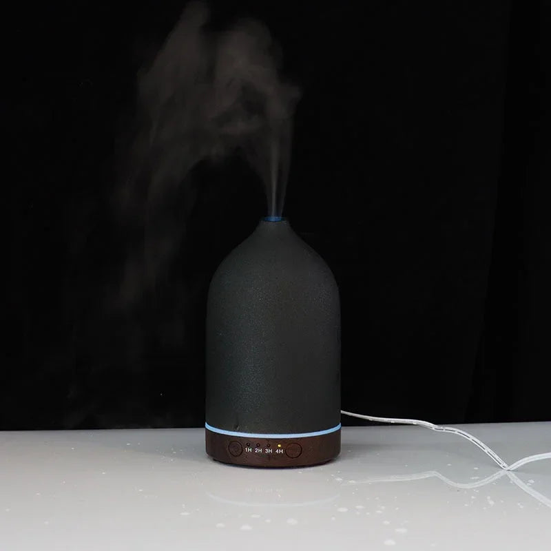 Diffuseur Aromathérapie Céramique 100ml — Ultrasonique, Minuterie 1H/2H & Veilleuse LED 7 Couleurs
