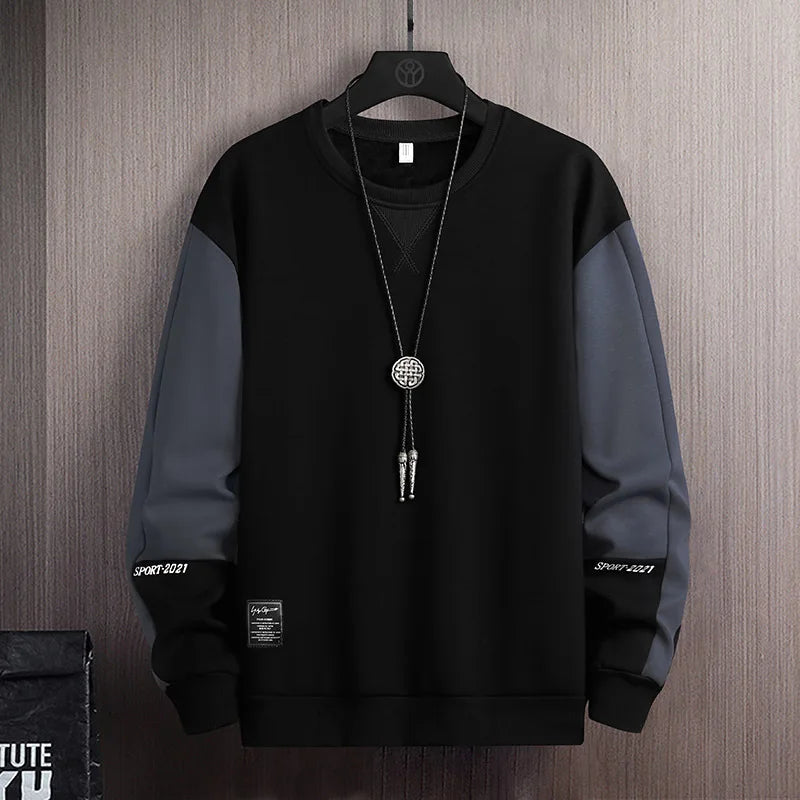Sweat-shirt Col Rond Homme — Coupe Ample | Motif Patchwork | Sans Capuche | 4 Saisons | 3 Coloris | Asian M à 5XL