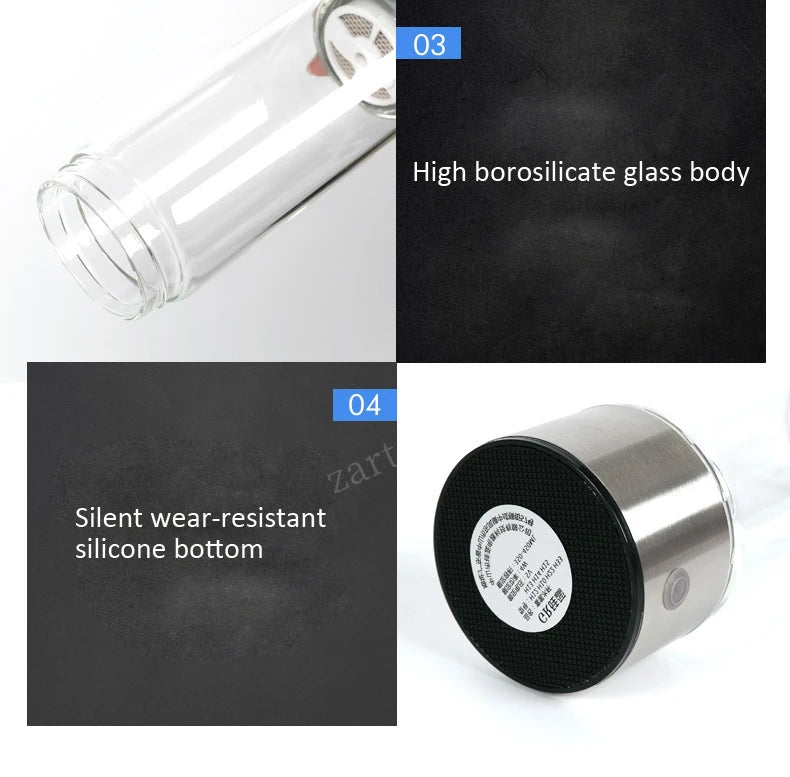 Bouteille Eau Hydrogène 430ml — Ioniseur Alcalin, Filtration 5 Étapes & Rechargeable USB