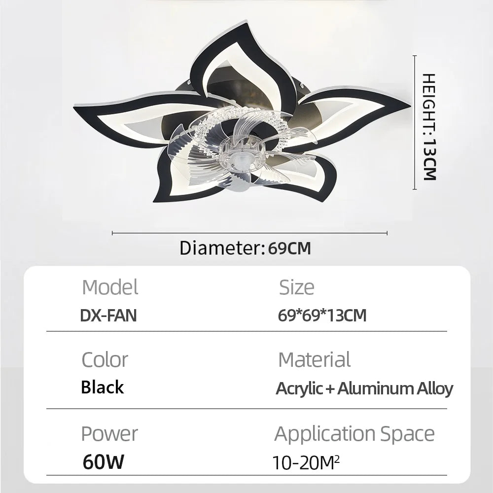 Ventilateur de Plafond Intelligent LED Jelena — 6 Vitesses, App & Télécommande, Mode Été/Hiver