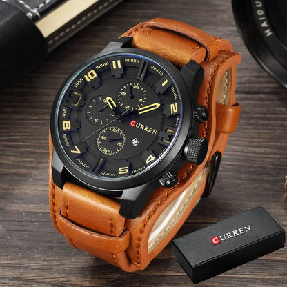 Istro REN-Montres à quartz de sport militaire pour hommes, horloges de luxe pour hommes, horloge de date, bracelet en cuir, date, heure, marque supérieure