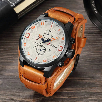 Istro REN-Montres à quartz de sport militaire pour hommes, horloges de luxe pour hommes, horloge de date, bracelet en cuir, date, heure, marque supérieure