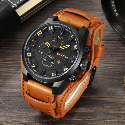 Istro REN-Montres à quartz de sport militaire pour hommes, horloges de luxe pour hommes, horloge de date, bracelet en cuir, date, heure, marque supérieure