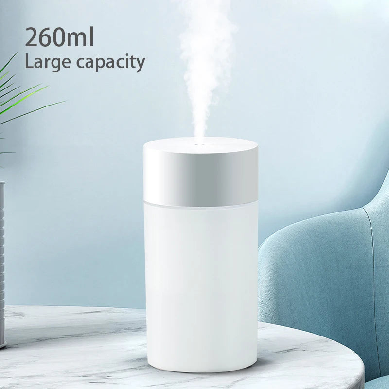Mini Humidificateur Ultrasonique 260ml — LED Romantique, Anion, Aromathérapie & USB 5V