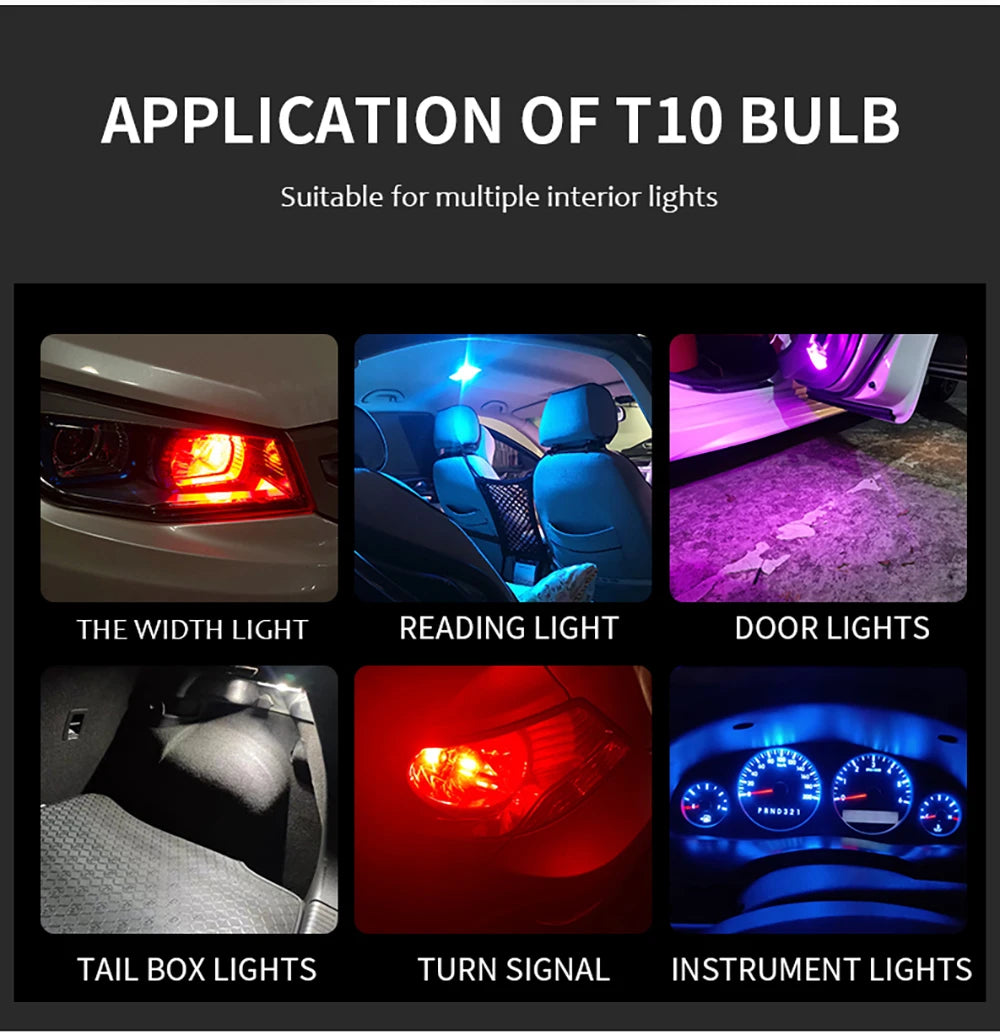 T10 W5W COB LED Car Bulbs — Interior Lights 12V (Pack of 10) | TechNova X