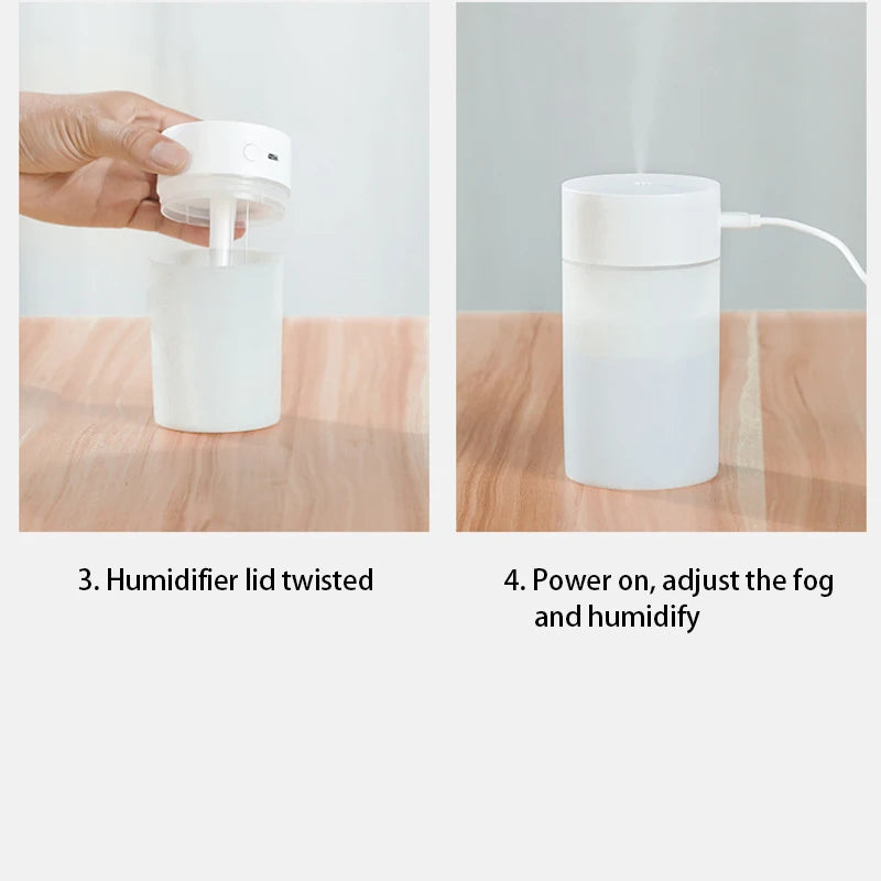 Mini Humidificateur Ultrasonique 260ml — LED Romantique, Anion, Aromathérapie & USB 5V