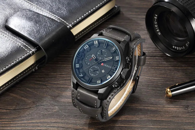 Istro REN-Montres à quartz de sport militaire pour hommes, horloges de luxe pour hommes, horloge de date, bracelet en cuir, date, heure, marque supérieure