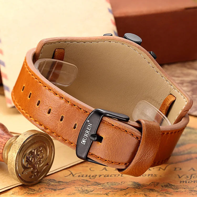 Istro REN-Montres à quartz de sport militaire pour hommes, horloges de luxe pour hommes, horloge de date, bracelet en cuir, date, heure, marque supérieure