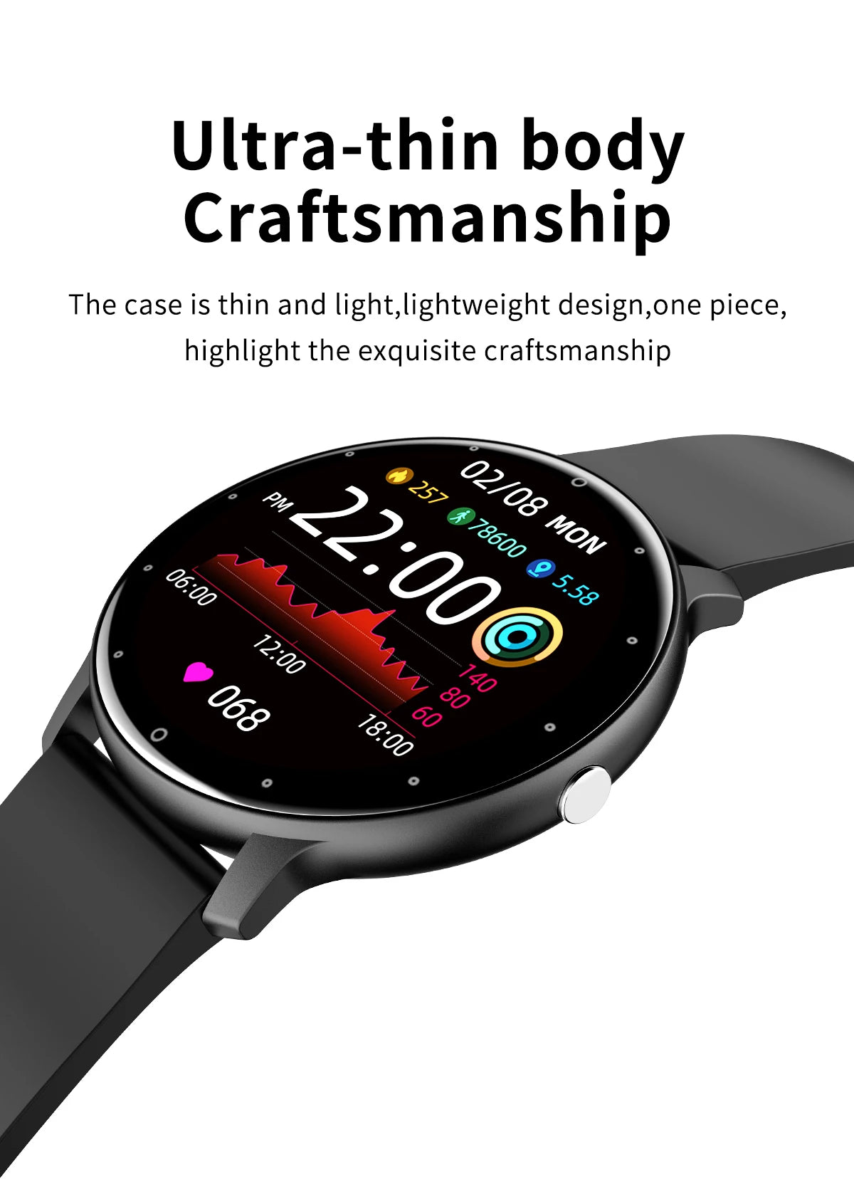 Smartwatch LIGE BW0223 2026 — Bluetooth 5.0, Suivi Santé 24h, IP67