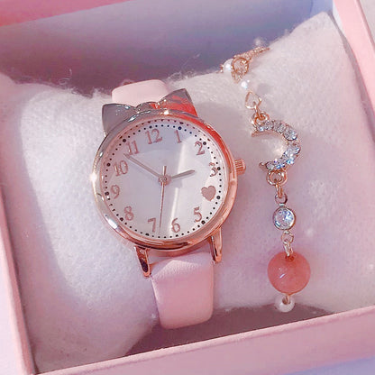 Montre Quartz Enfant Fille — Cadran Cœur, Bracelet Cuir, 5 Coloris + Option Bracelet Assorti | TechNova X