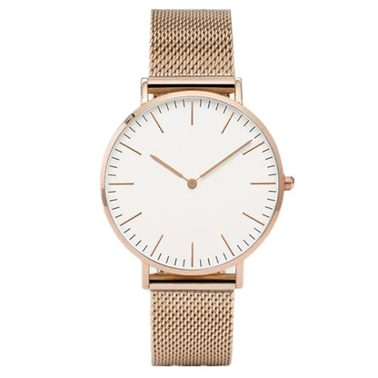 Montre Quartz Fashion TINUORA — Bracelet Acier Inox, Cadran 38mm, Style Luxe Casual, 17 Coloris