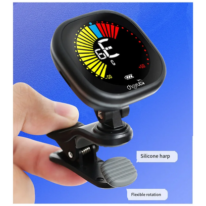 Accordeur de guitare Cherub supérieur, accordeur multifonction à clipser avec écran couleur LED pour violon ukulélé Rechargeable