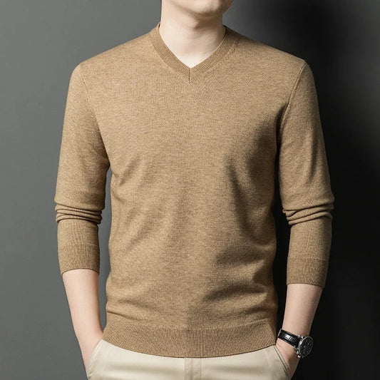 Pull Homme Col en V — Tricoté Surdimensionné | Couleur Unie | Chaud & Confortable | 7 Coloris | M–4XL