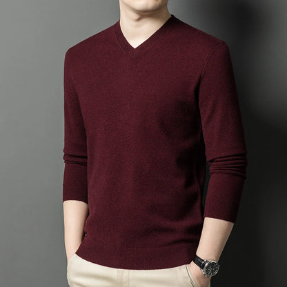 Nouveaux pulls hommes col en V basique couleur unie chandails col rond élastique pulls chaud automne tricoté surdimensionné pull hommes