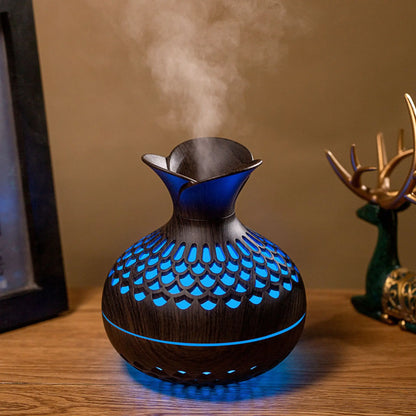 Humidificateur Design Bois 300ml — LED Multicolore, 2 Modes de Brume & USB Type-C