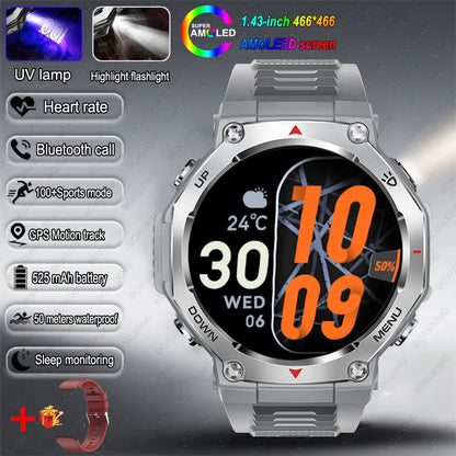 Montre Connectée Sport ZYKEXUAN T-Rex3 — AMOLED 1,43", Étanche 10 ATM, Boussole, Altimètre, 100+ Sports, 13 Coloris | TechNova X