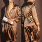 Kimono Peignoir Satin Imprimé Homme — Robe de Chambre avec Poches, Col en V