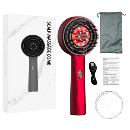 Peigne de Massage électrique, thérapie à la lumière rouge, Vibration, croissance des cheveux, brosse pour cuir chevelu, Anti-perte de cheveux, applicateur d'huile liquide