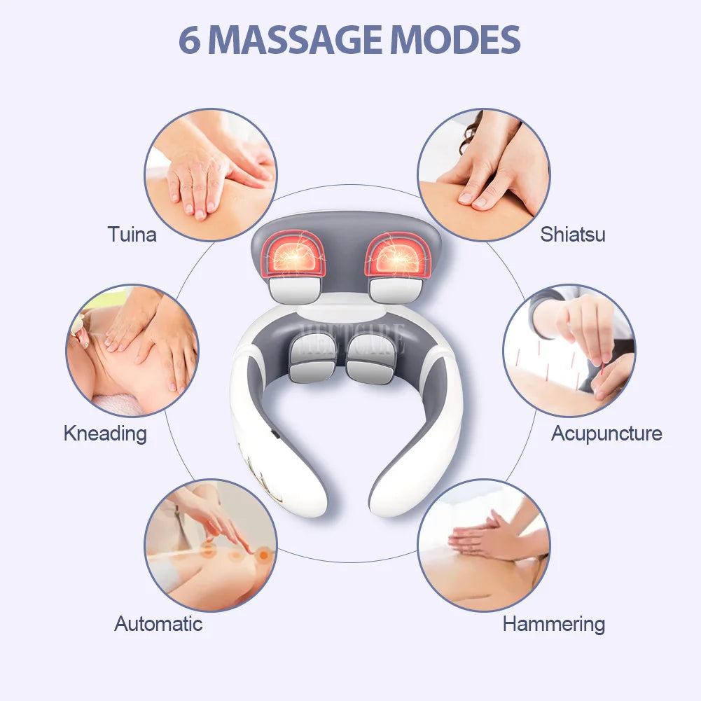 Masseur intelligent électrique TENS EMS pour le dos et le cou, 4 modes, pour la relaxation musculaire et la santé, outil de massage des épaules et cervicales