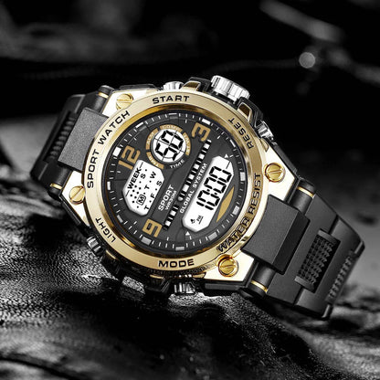 Montre Sport Digitale YIKAZE A69270 — Grand Cadran 56mm, LED, Chronomètre, Alarme, 3 ATM