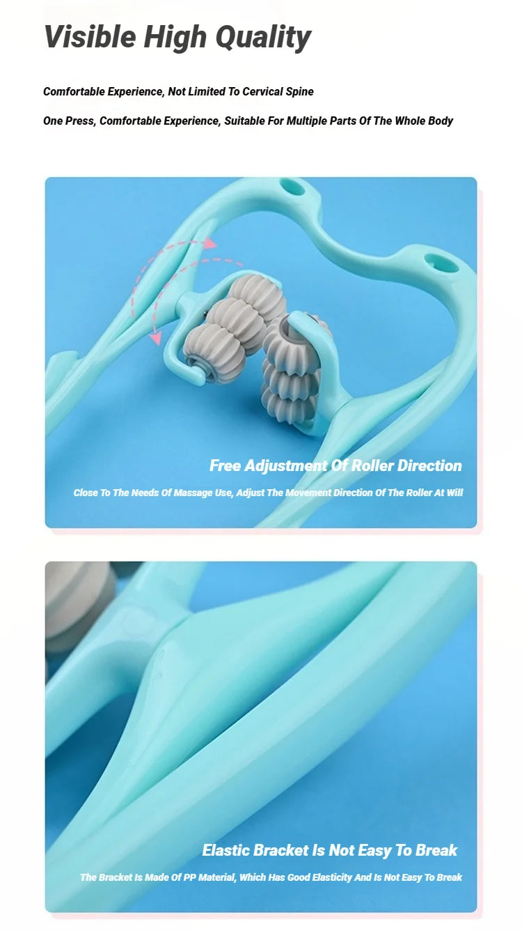 Manual massager for the spine, neck, shoulders, and back, handheld kneading massage device for at-home relaxation