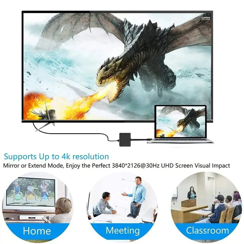 Adaptateur Hub USB-C 3 en 1 — HDMI 4K, USB 3.0 5Gbps, Charge USB-C | TechNova X