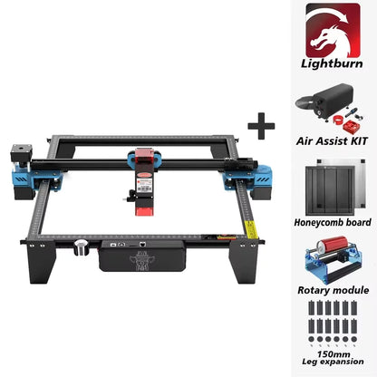 Graveur Laser deux arbres TTS 10 Pro, avec contrôle hors ligne Wifi, Machine de gravure Laser 10W pour la sculpture sur verre, métal et cuir