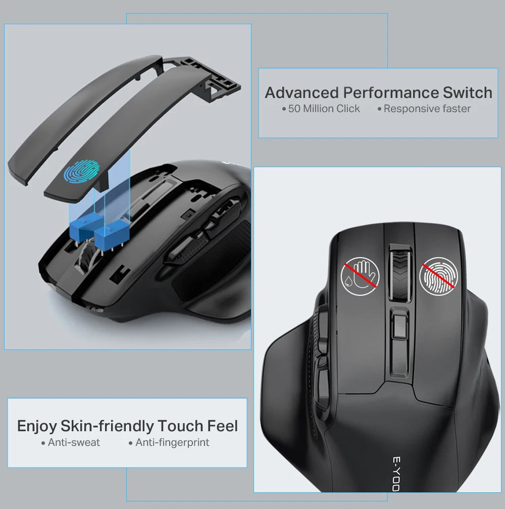 E-YOOSO X-31 USB 2.4G souris de jeu sans fil grande pour grandes mains PAW3212 4800 DPI 5 boutons pour souris gamer ordinateur portable PC