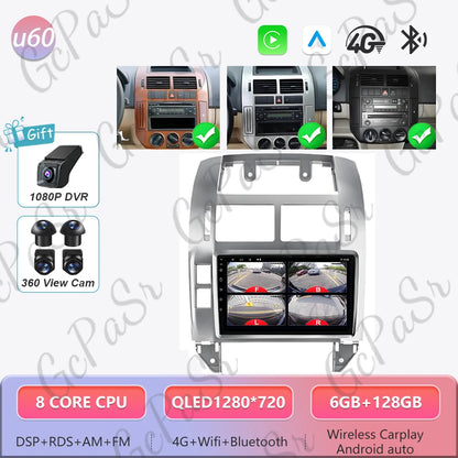 Autoradio Android 16 pour Volkswagen VW Polo MK4 6Q 9N 9N3 2004-2009 Lecteur multimédia Stéréo auto WiFi Navigation autoradio 4G