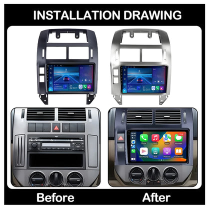 Autoradio Android 16 pour Volkswagen VW Polo MK4 6Q 9N 9N3 2004-2009 Lecteur multimédia Stéréo auto WiFi Navigation autoradio 4G