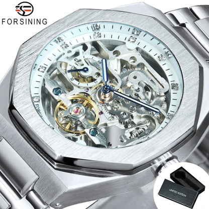 Montre Mécanique Automatique Homme FORSINING FS100 — Squelette Lumineux, Acier Inoxydable, Verre Hardlex, 6 Coloris | TechNova X