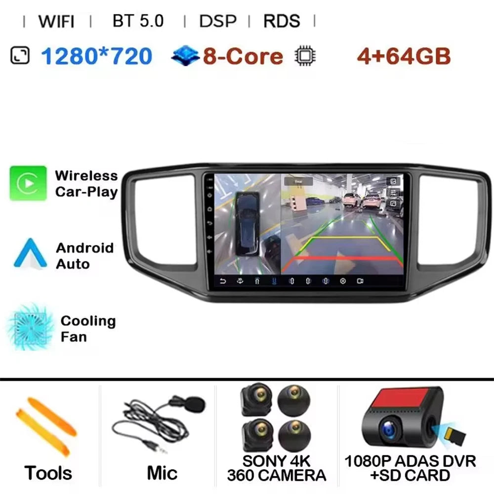 Android 15 pour Volkswagen Amarok 1 2016 - 2020 Navigation GPS Sans Fil Carplay Auto Autoradio Multimédia 4G Wifi NON 2DIN