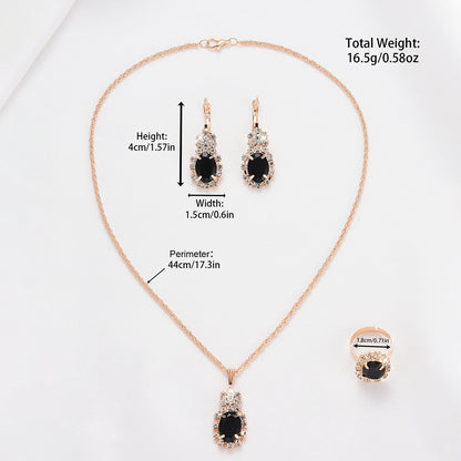 Coffret Bijoux Femme 5 Pièces Strass — Montre Quartz Cuir, Bague, Collier & Boucles d’Oreilles