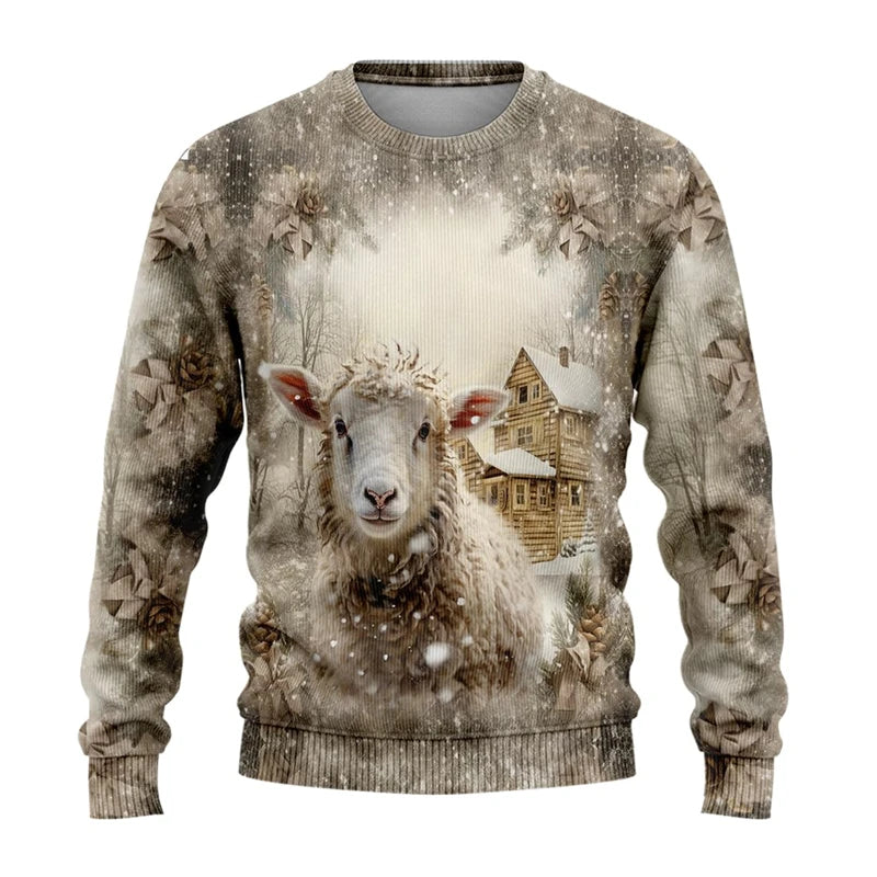 Sweat-shirt Unisexe Imprimé 3D — Animaux de Ferme | Style Harajuku Y2K | Col Rond | Enfant & Adulte | XS–6XL
