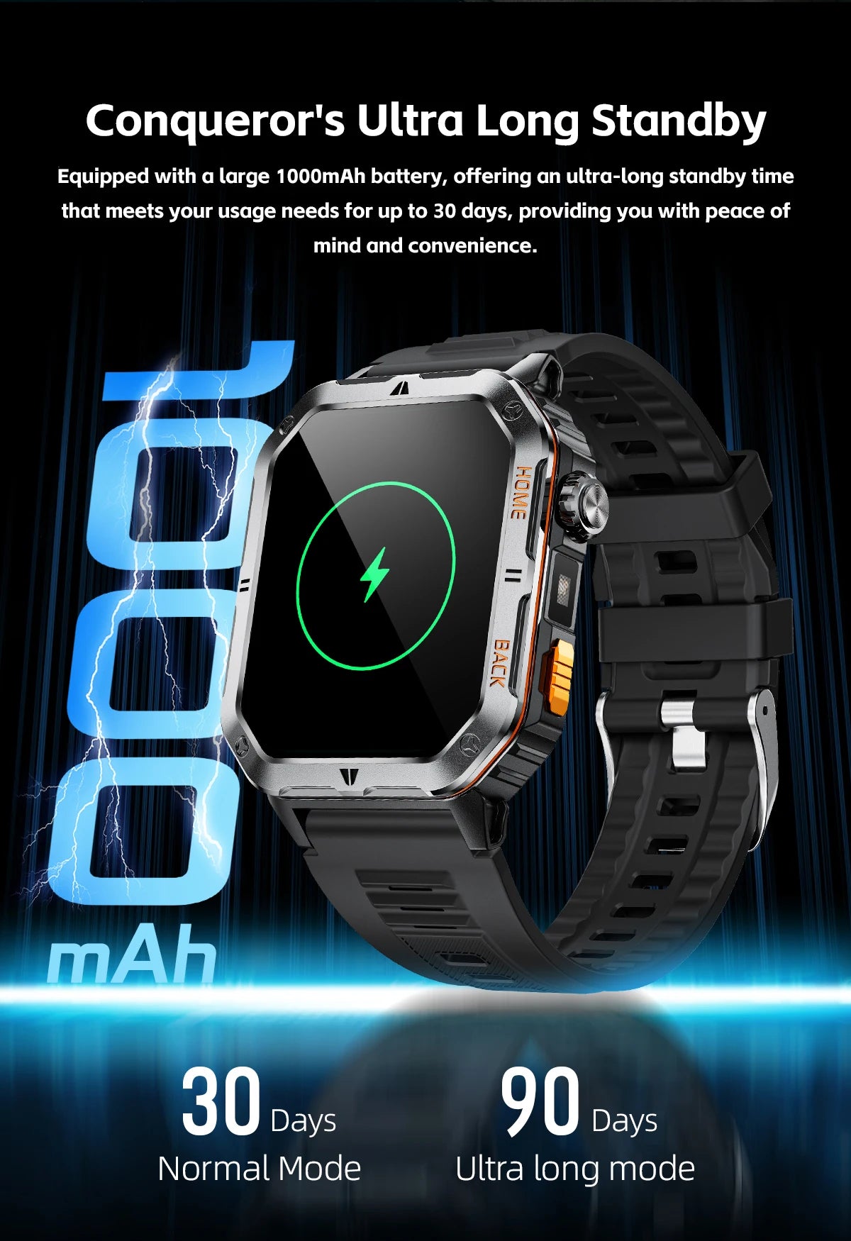 Montre Connectée Sport MT62 — Écran 2,01", Étanche 3 ATM, Batterie 1000 mAh, Bluetooth 5.3, 4 Coloris | TechNova X