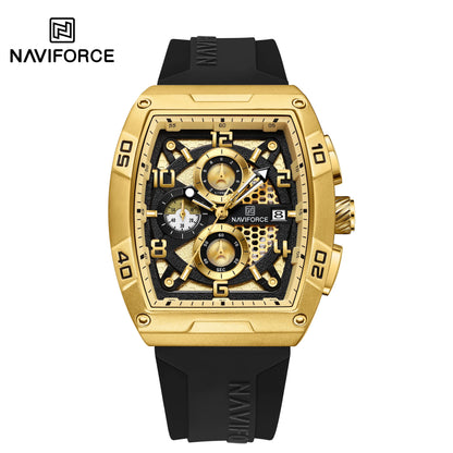 Montre Quartz Sport Homme NAVIFORCE NF8052 — Grand Cadran 44 mm, Chronographe, Aiguilles Lumineuses, Bracelet Silicone, 13 Coloris | TechNova X