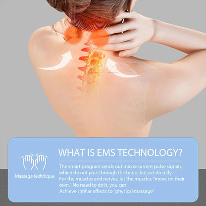 Smart Electric Neck and Back Massager, Rechargeable TENS, Hot Compression Massage, Cervical Vertebra Relaxation, Pain Kneading Therapy