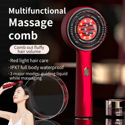 Peigne de Massage électrique, thérapie à la lumière rouge, Vibration, croissance des cheveux, brosse pour cuir chevelu, Anti-perte de cheveux, applicateur d'huile liquide