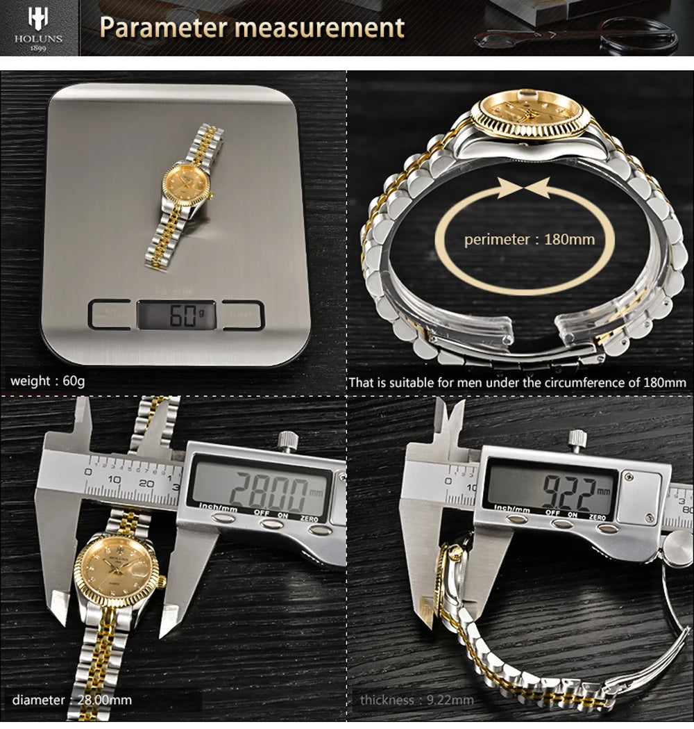 Montre Femme Luxe Diamant — Quartz Acier Inoxydable, Étanche 5 ATM