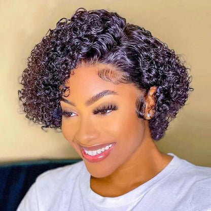 13x4 dentelle perruque partie latérale coupe lutin perruques 100% vierge cheveux partie latérale brésilienne vague d'eau bob perruque dentelle transparente pour les femmes noires
