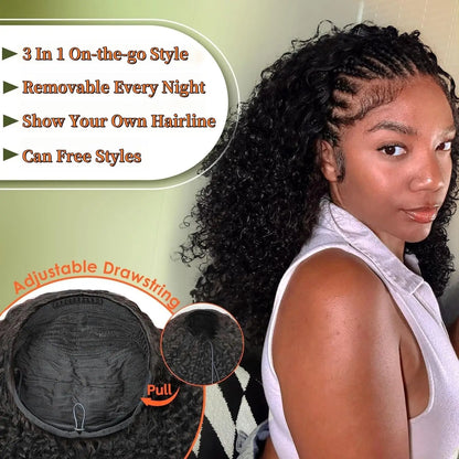 Perruque Mi-Tête Jerry Curl UVEOUS — Cheveux Humains Brésiliens Remy, Sans Colle, 3 Densités, 16-28 Pouces
