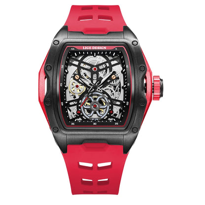Montre Mécanique Automatique Homme LIGE — Squelette Tourbillon, Boîtier Carré, Étanche 3 ATM, 4 Coloris | TechNova X