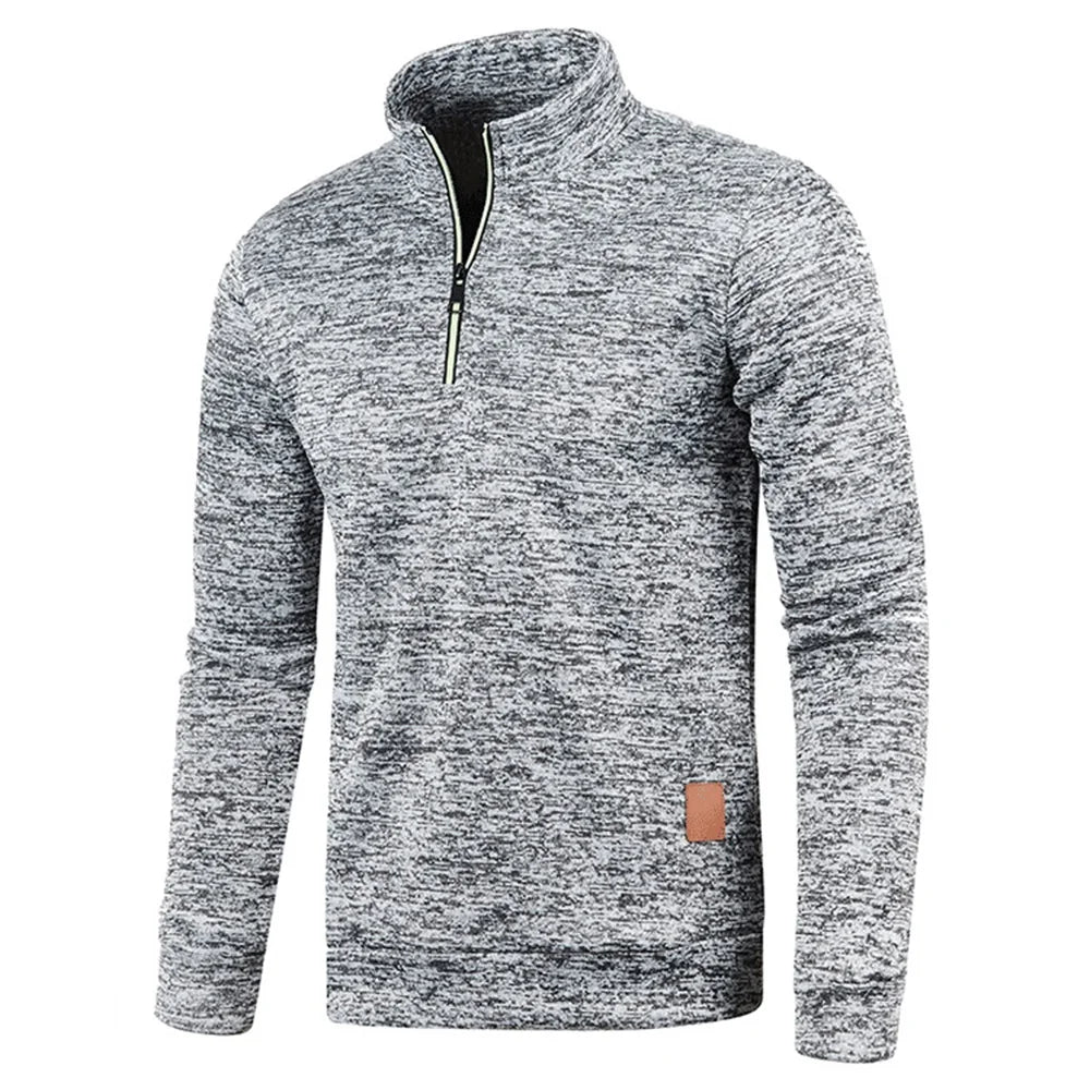 Pull à col roulé avec fermeture éclair pour homme, sweat-shirt d'extérieur, pull à demi-fermeture éclair, vêtements solides, PVD, printemps, automne