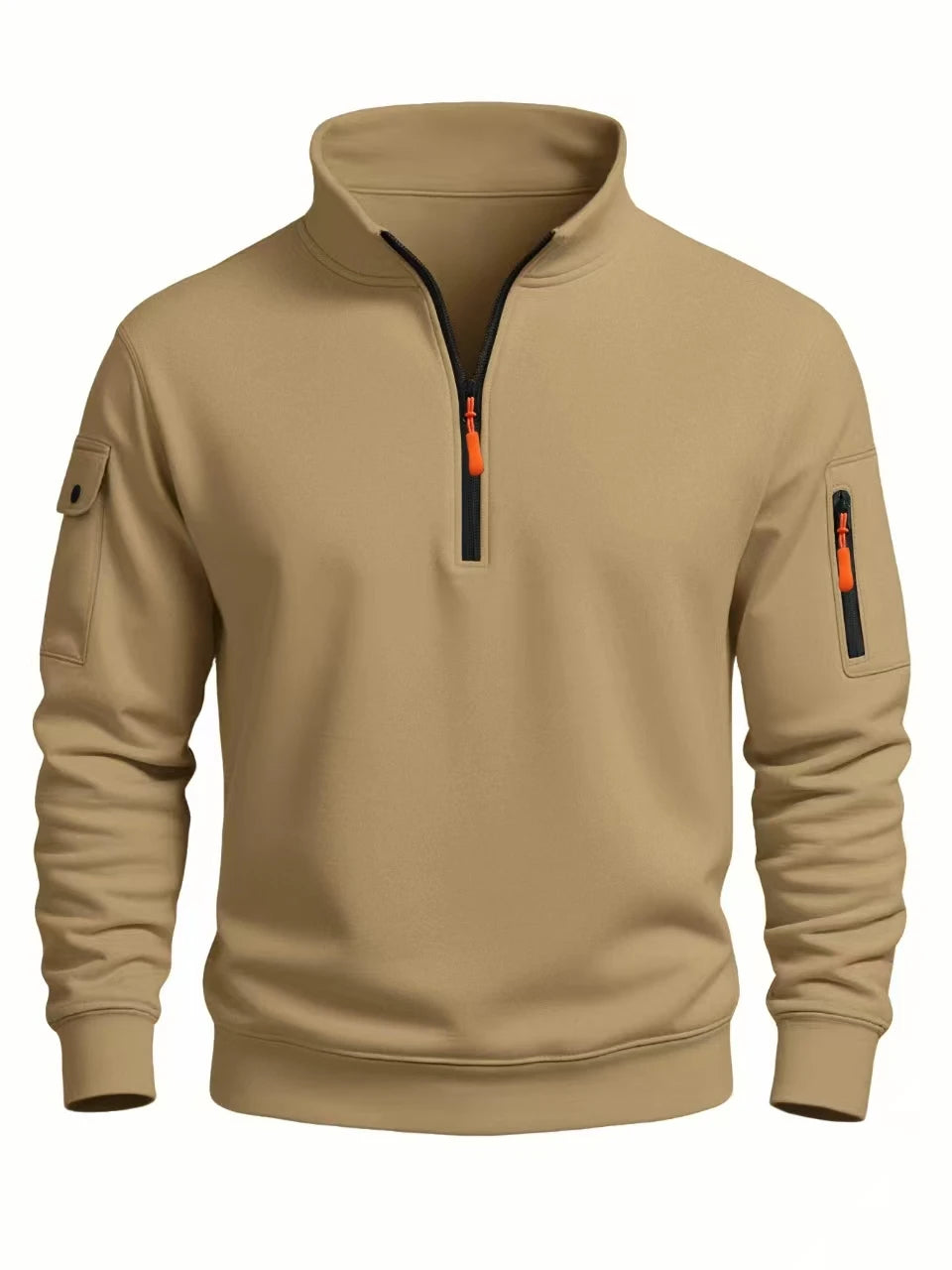 Sweat-Shirt Homme Demi-Zip Col Haut — Sport Décontracté, Coupe-Vent | Automne-Hiver