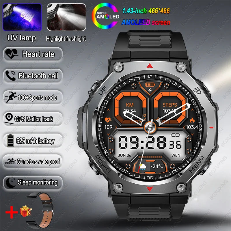 Montre Connectée Sport ZYKEXUAN T-Rex3 — AMOLED 1,43", Étanche 10 ATM, Boussole, Altimètre, 100+ Sports, 13 Coloris | TechNova X