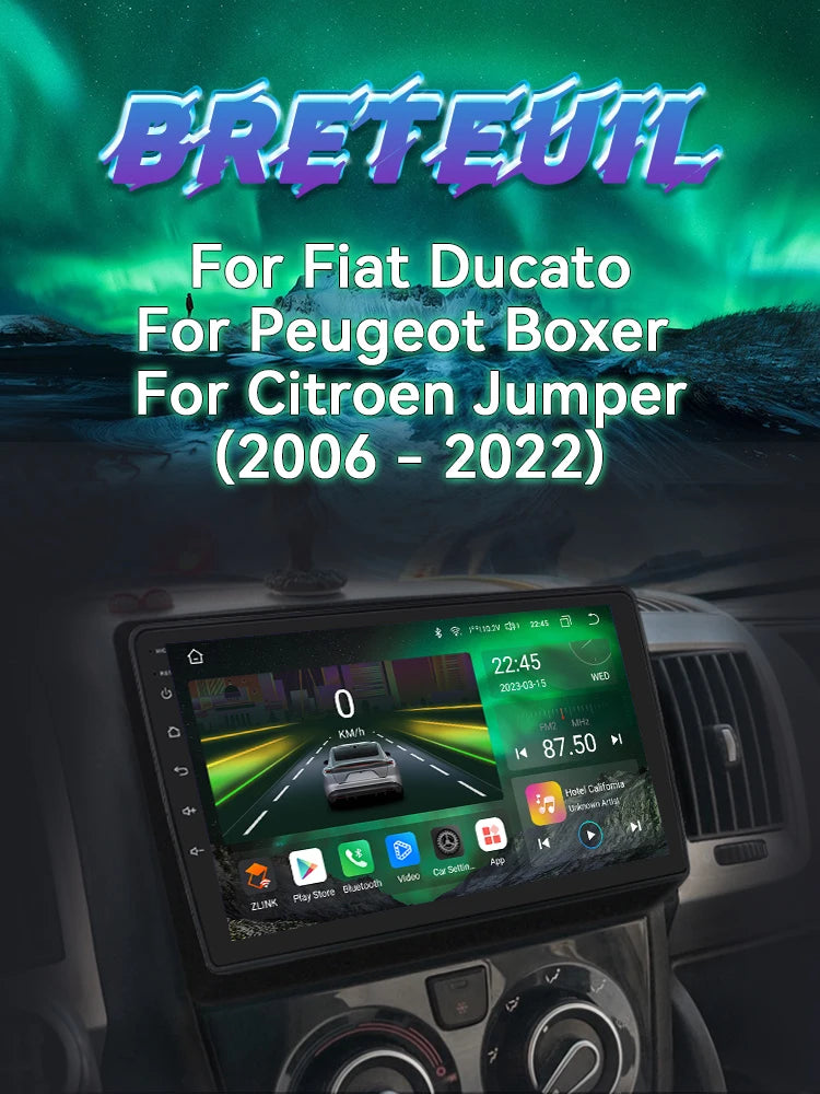 Autoradio Android avec Écran Tactile, Navigation GPS, Carplay, Lecteur de Limitation, pour Voiture Fiat Ducato, KIT Boxer, Crystal en Jumper 2 (2006 2007 2008 2009 2010 2011 2012 2013 2014 2015 2016 2017 2018 2021)