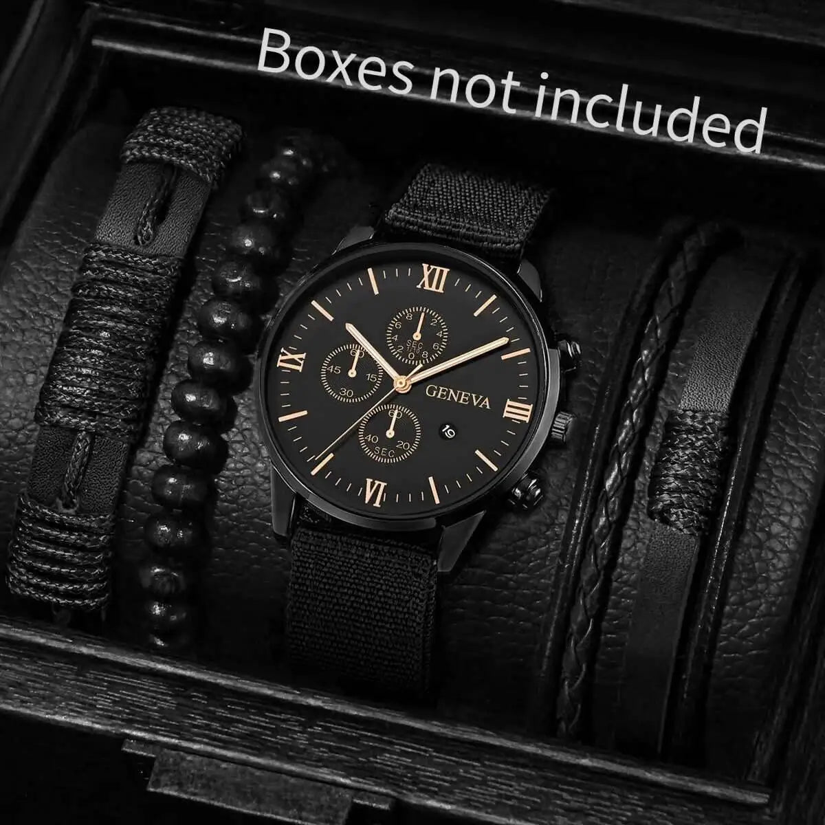 Montre Homme Quartz — Cadran Chiffres Romains + 3-4 Bracelets Interchangeables Cuir & Nylon