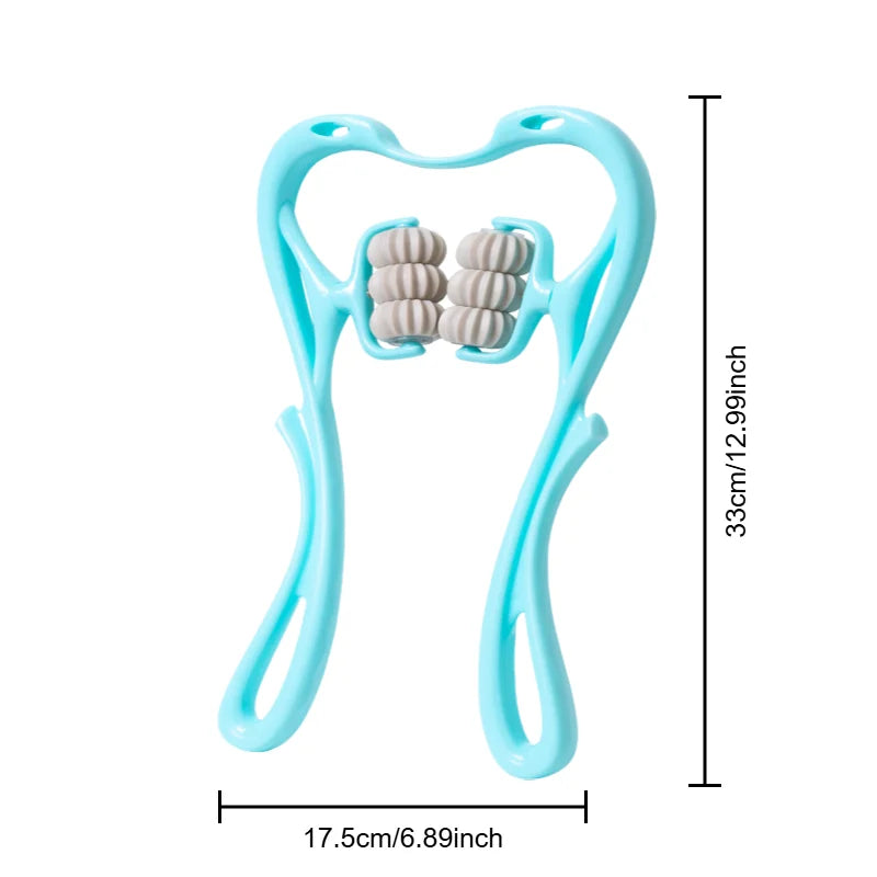 Manual massager for the spine, neck, shoulders, and back, handheld kneading massage device for at-home relaxation