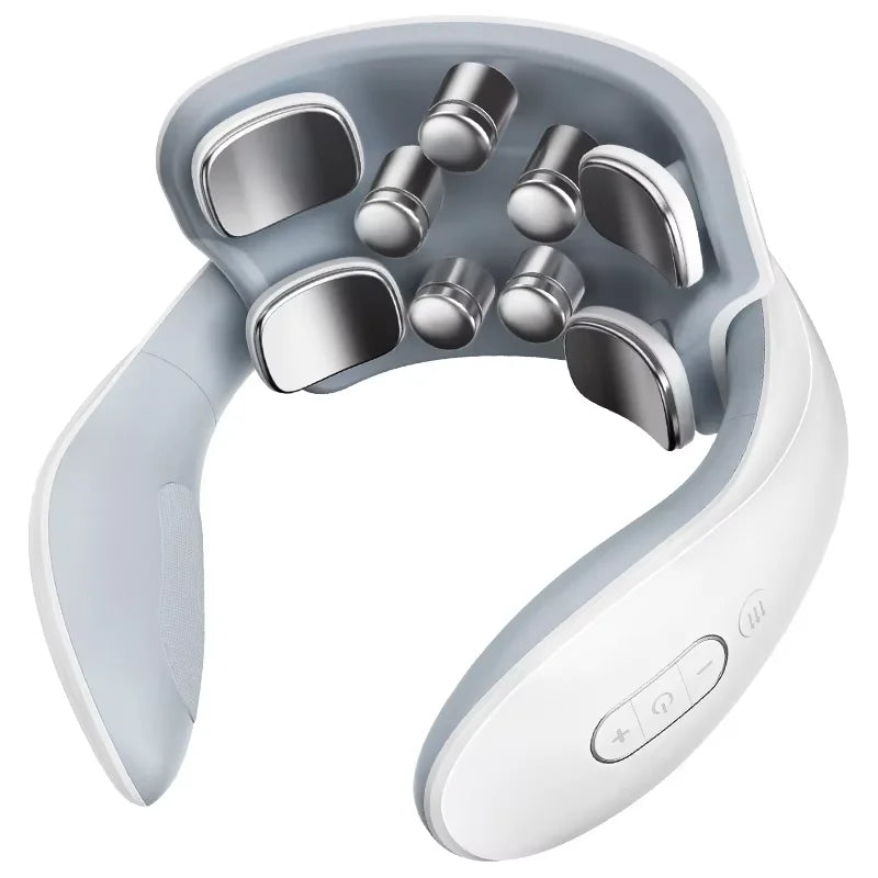Electric Neck Massager with Heat, Cordless Shoulder Cervical Pain Relief, Portable Muscle Massage